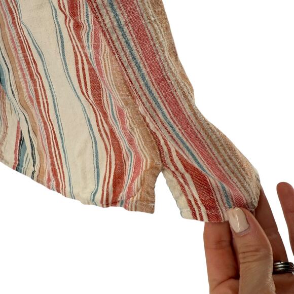 American Eagle Resort Shirt Size L Mens Short Sleeve Button Up Striped Cabana - Picture 4 of 6